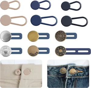 12 PCS Button Extenders for Jeans, Pants Button Extender, Waist Extenders for Pants for Women Men, No Sewing Instant Waistband Extension 1-1.8 Inches