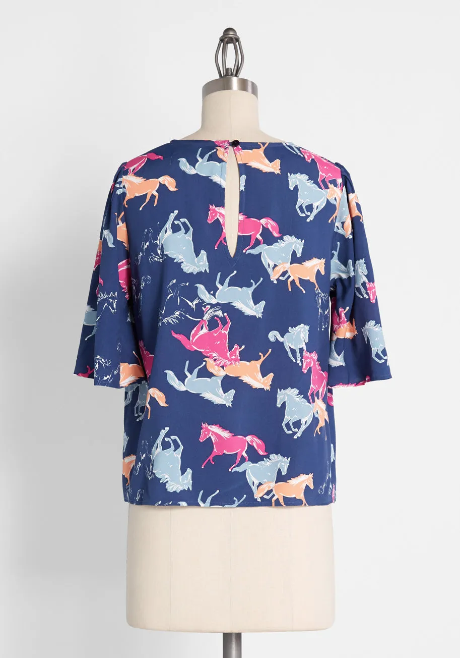 All the Pretty Horses Flutter Sleeve Top
