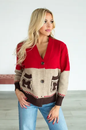 All Tied Up In You Knit Cardigan - Red