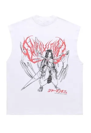 Anime sleeveless t-shirt Japan cartoon tank top surfer vest