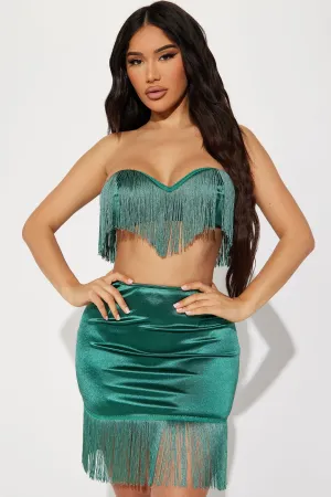 Ashley Fringe Skirt Set - Hunter