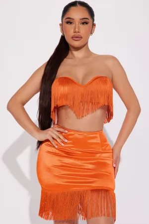 Ashley Fringe Skirt Set - Orange