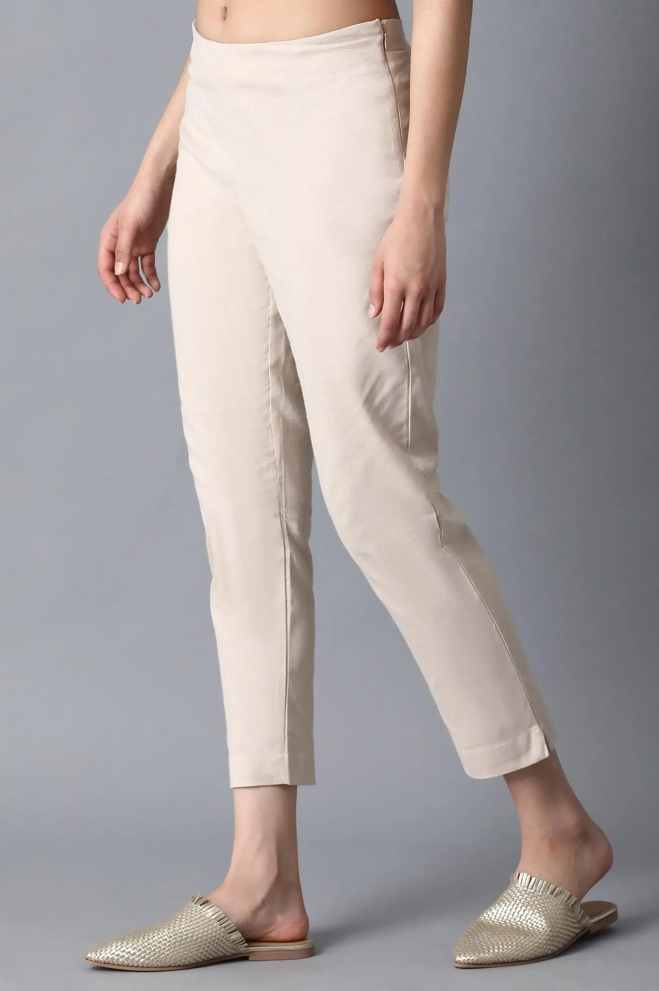 Beige Classic Slim Pants
