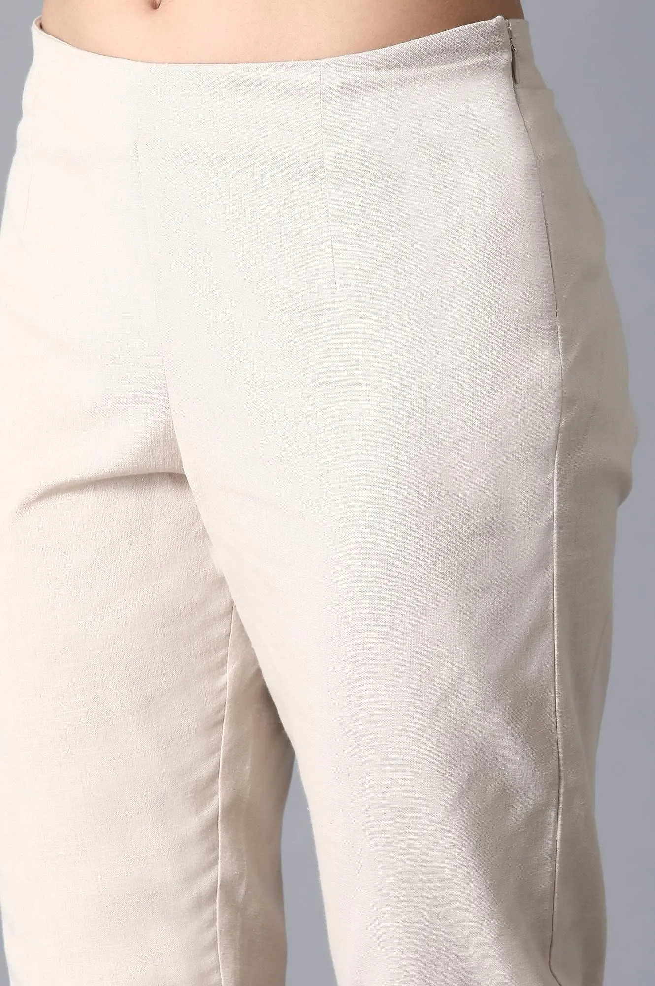 Beige Classic Slim Pants