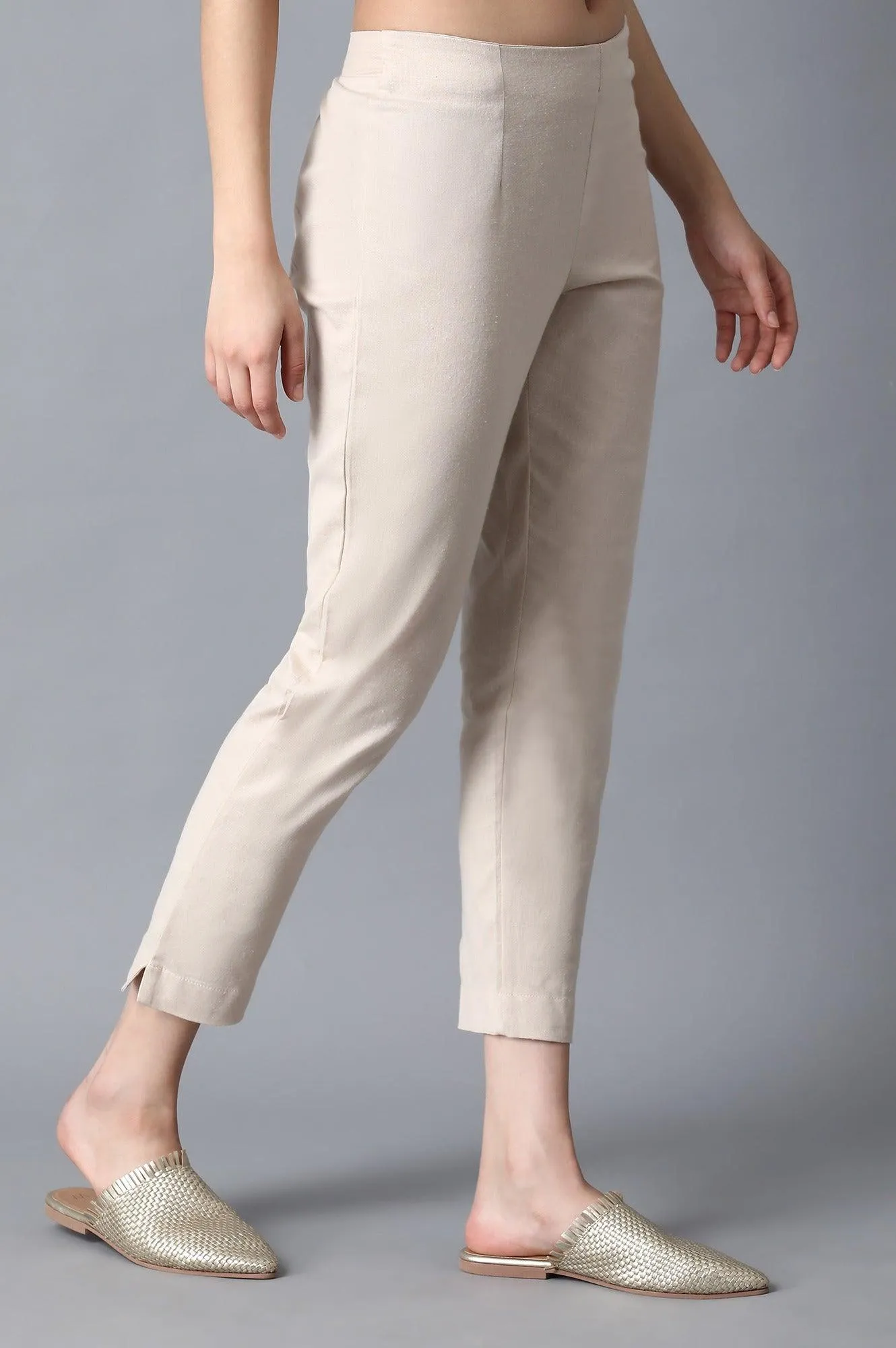 Beige Classic Slim Pants