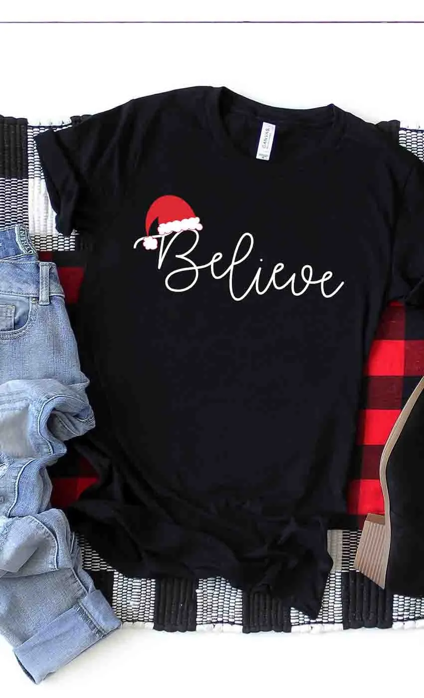 Believe In Christmas Black Tee