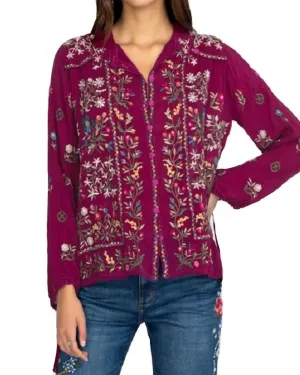 Bethan Blouse Top in Rose Wine | Rose Wine