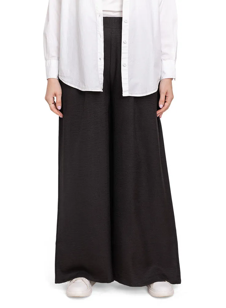 Black linen Wide Leg