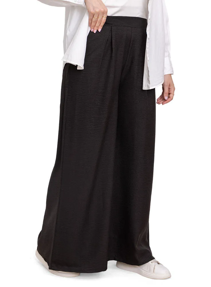 Black linen Wide Leg