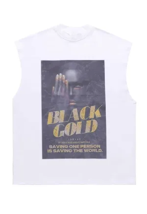 Black panther tank top surfer vest retro sleeveless t-shirt