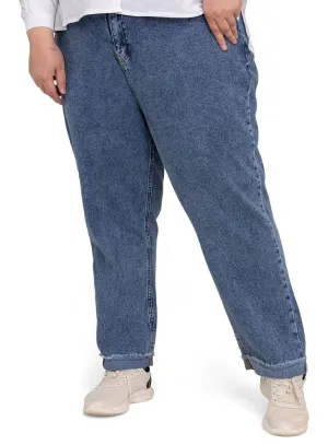 Blue 1 Plus Size-Momfit Jeans