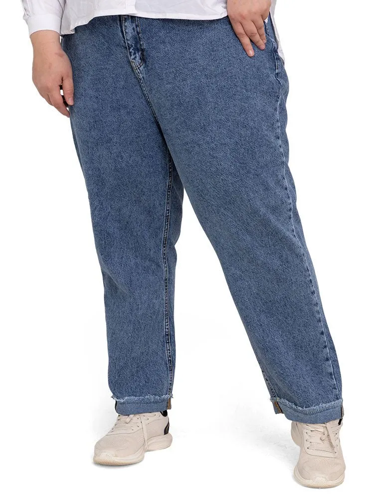 Blue 1 Plus Size-Momfit Jeans