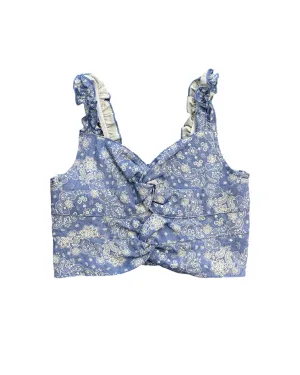 Blue Bandana Keyhole Front Crop Top