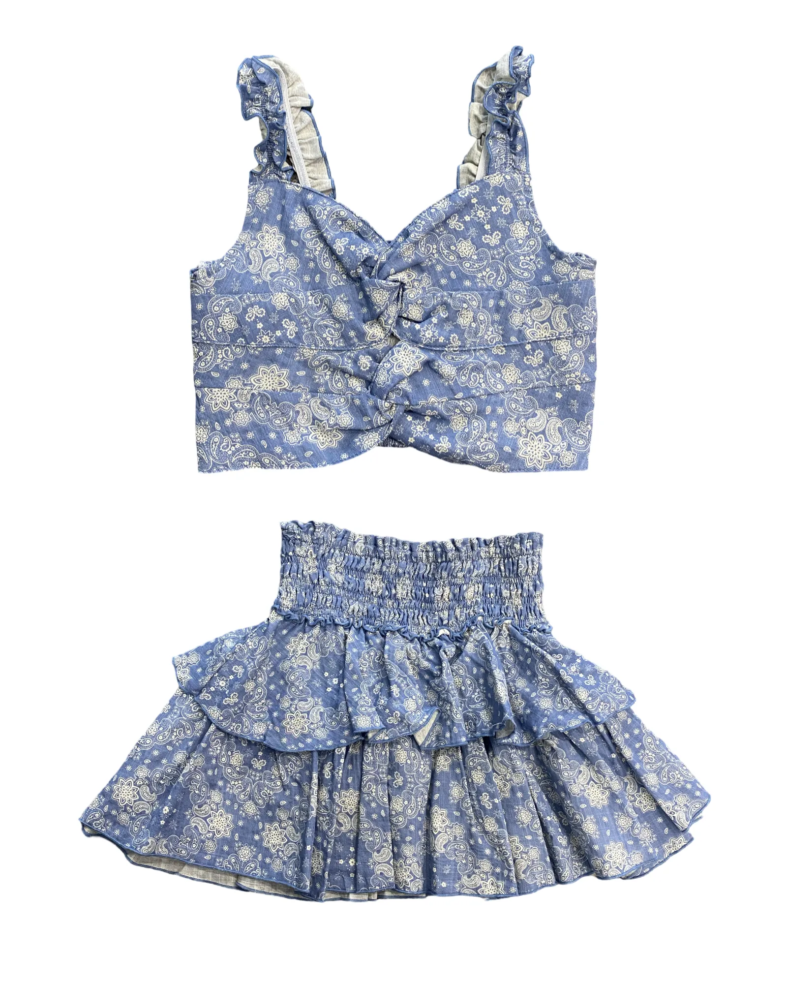 Blue Bandana Keyhole Front Crop Top