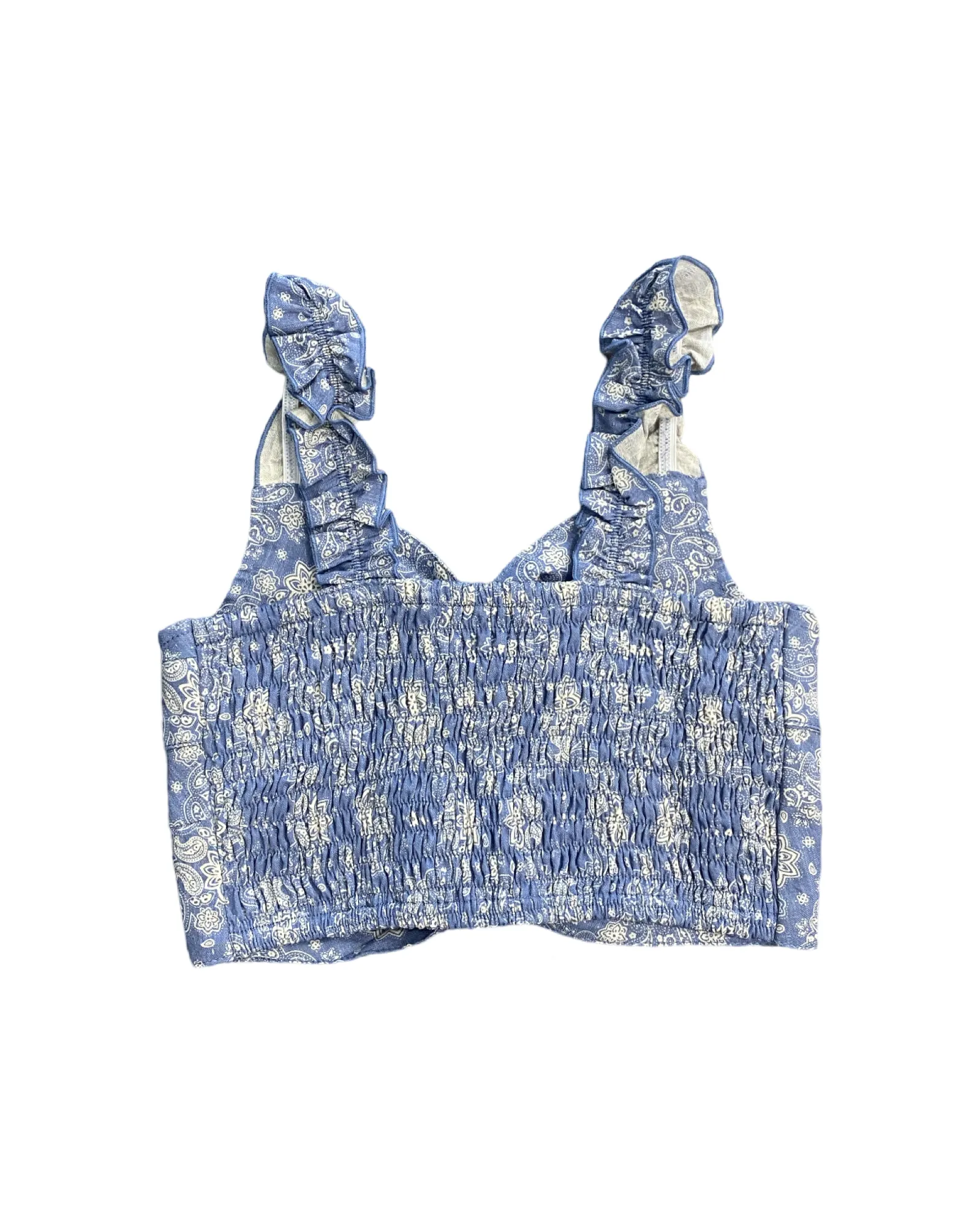 Blue Bandana Keyhole Front Crop Top