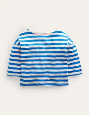 Boat Neck T-Shirt-Cabana Blue/Ivory