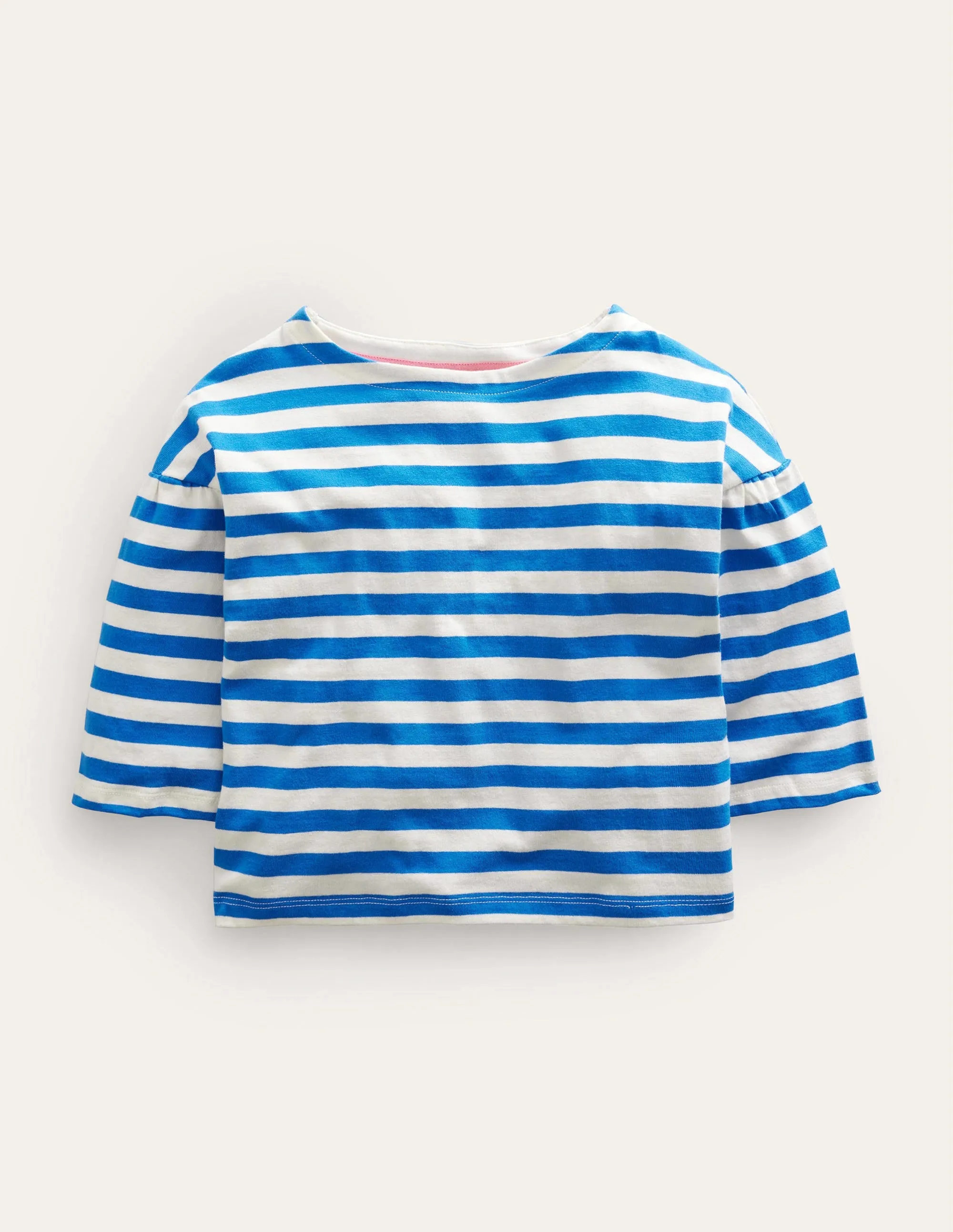 Boat Neck T-Shirt-Cabana Blue/Ivory