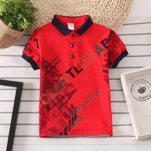 Boy's Printed Collar Neck T-shirt- GlamzLife