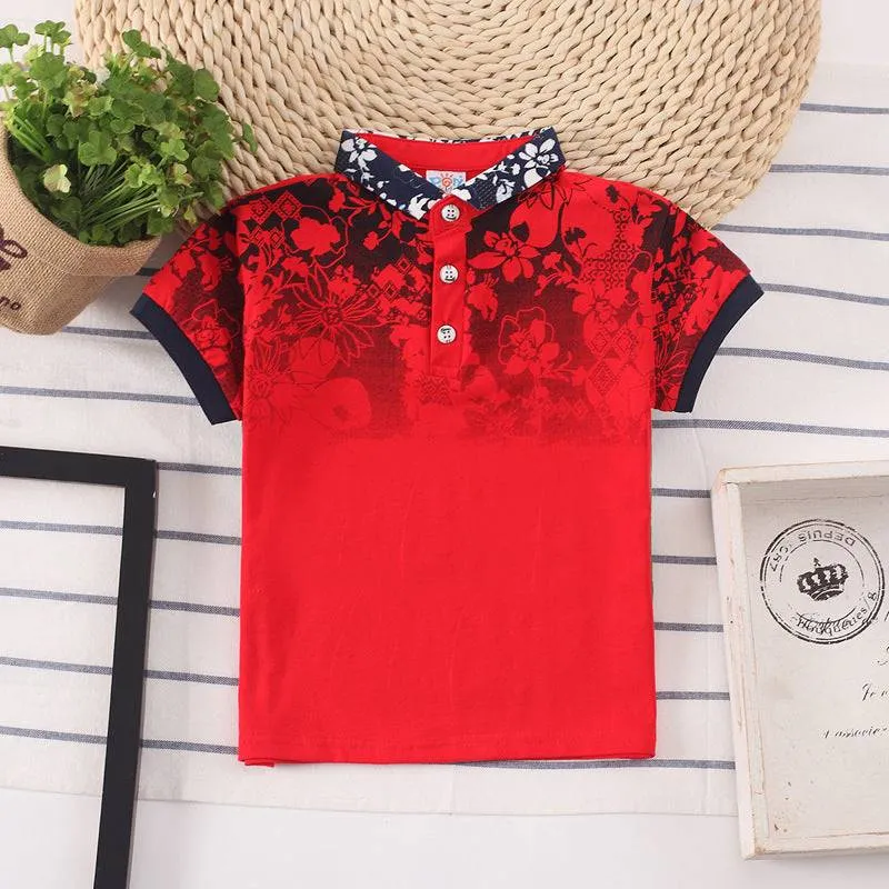 Boy's Printed Collar Neck T-shirt- GlamzLife