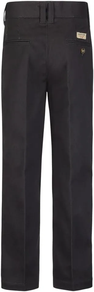 Boys Uniform Straight Twill Pant - Flat Front Wrinkle Free Cotton Slacks - Charcoal