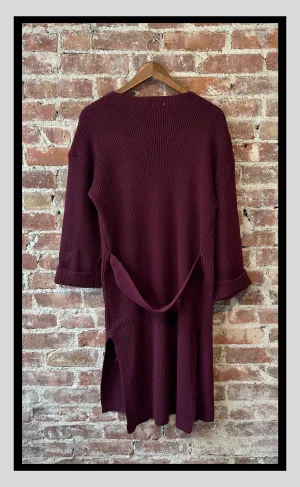 Burgundy Bliss: Versatile Ribbed Cardigan