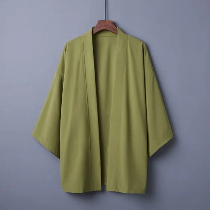 Chic Pure Color Casual Cardigan Kimono Outerwear