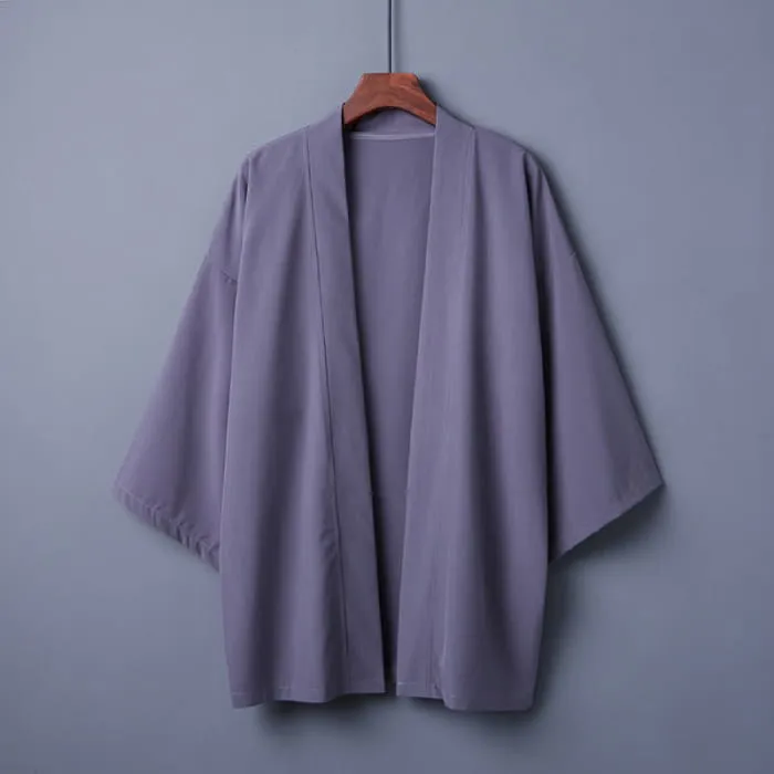 Chic Pure Color Casual Cardigan Kimono Outerwear