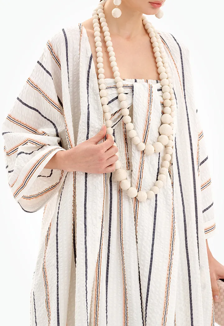 Choice Open Front Striped Maxi Kimono-Ramadan Style Multicolor