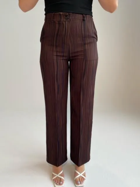 Classic wide pants - Brown with stribes