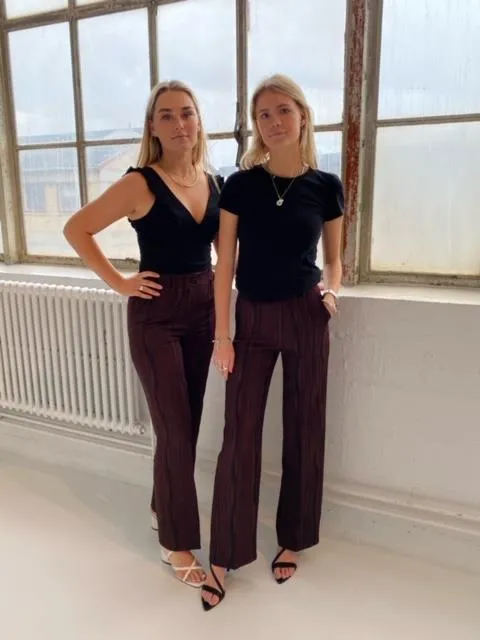 Classic wide pants - Brown with stribes