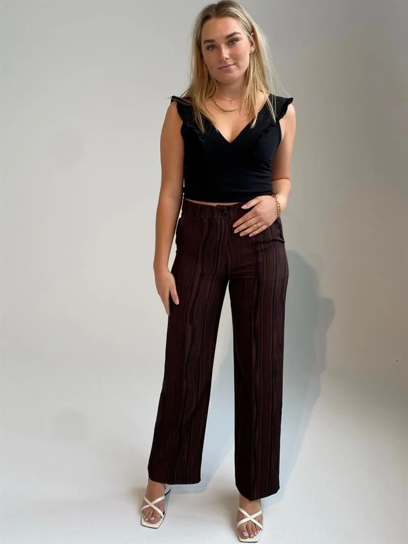 Classic wide pants - Brown with stribes