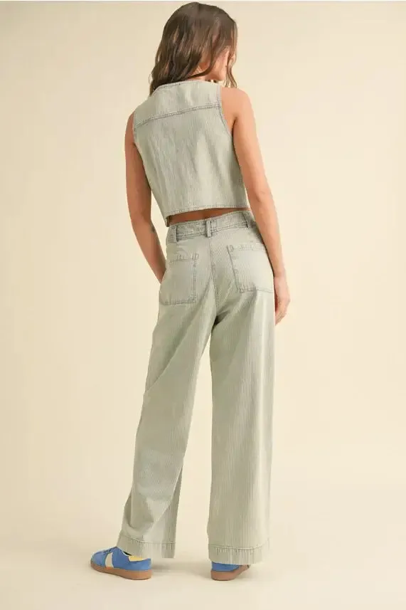 COMFORTABLE COTTON FADED STRIPE PATTERN PANTS