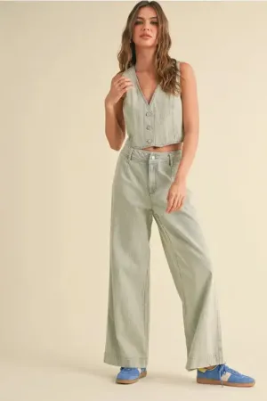 COMFORTABLE COTTON FADED STRIPE PATTERN PANTS