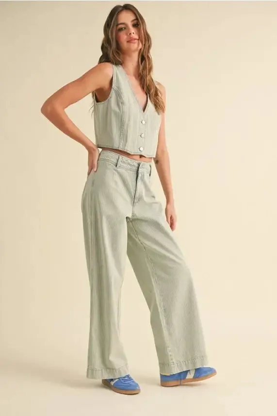 COMFORTABLE COTTON FADED STRIPE PATTERN PANTS