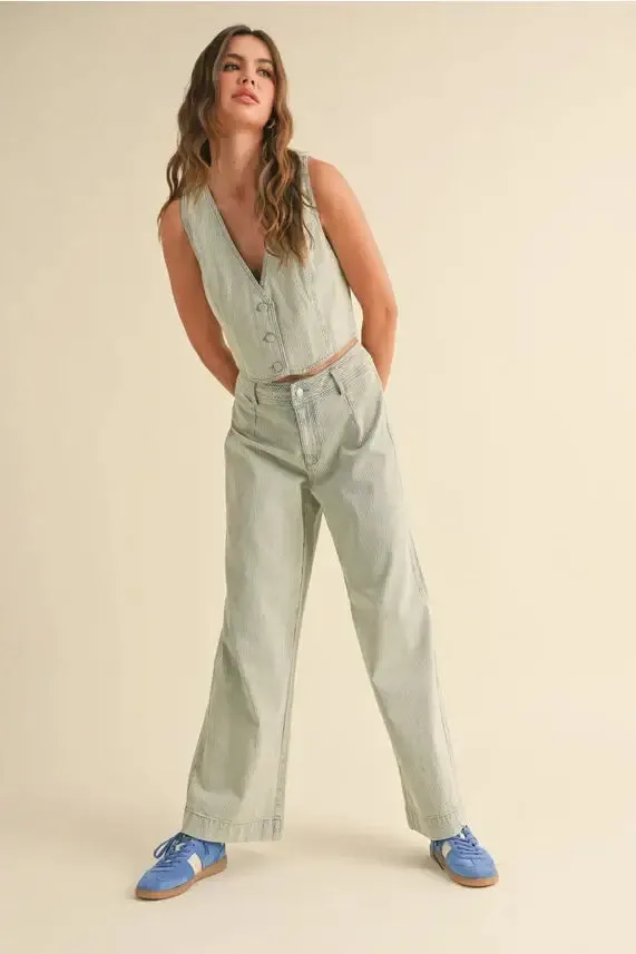 COMFORTABLE COTTON FADED STRIPE PATTERN PANTS