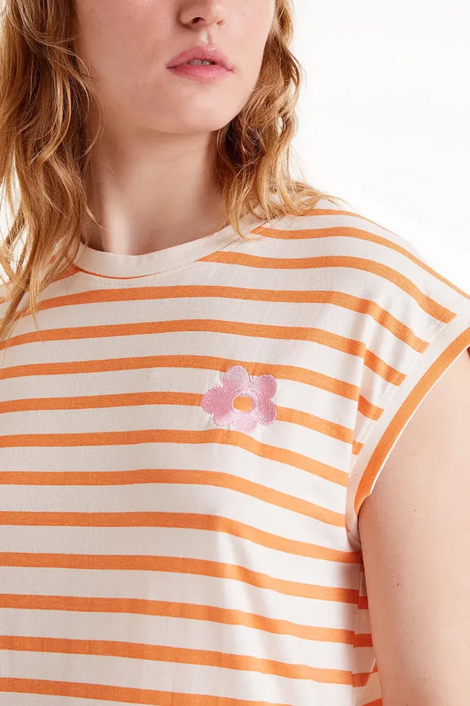 Compania Fantastica White and Orange Striped T-Shirt