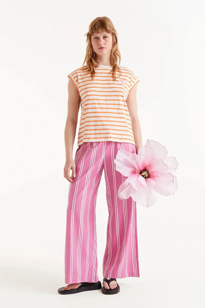 Compania Fantastica White and Orange Striped T-Shirt