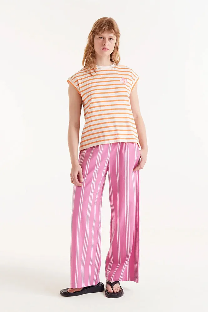 Compania Fantastica White and Orange Striped T-Shirt