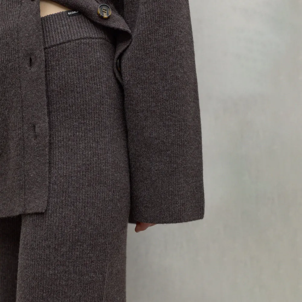 ECOALF DARK BROWN MELANGE CIPRE TROUSERS FOR WOMEN