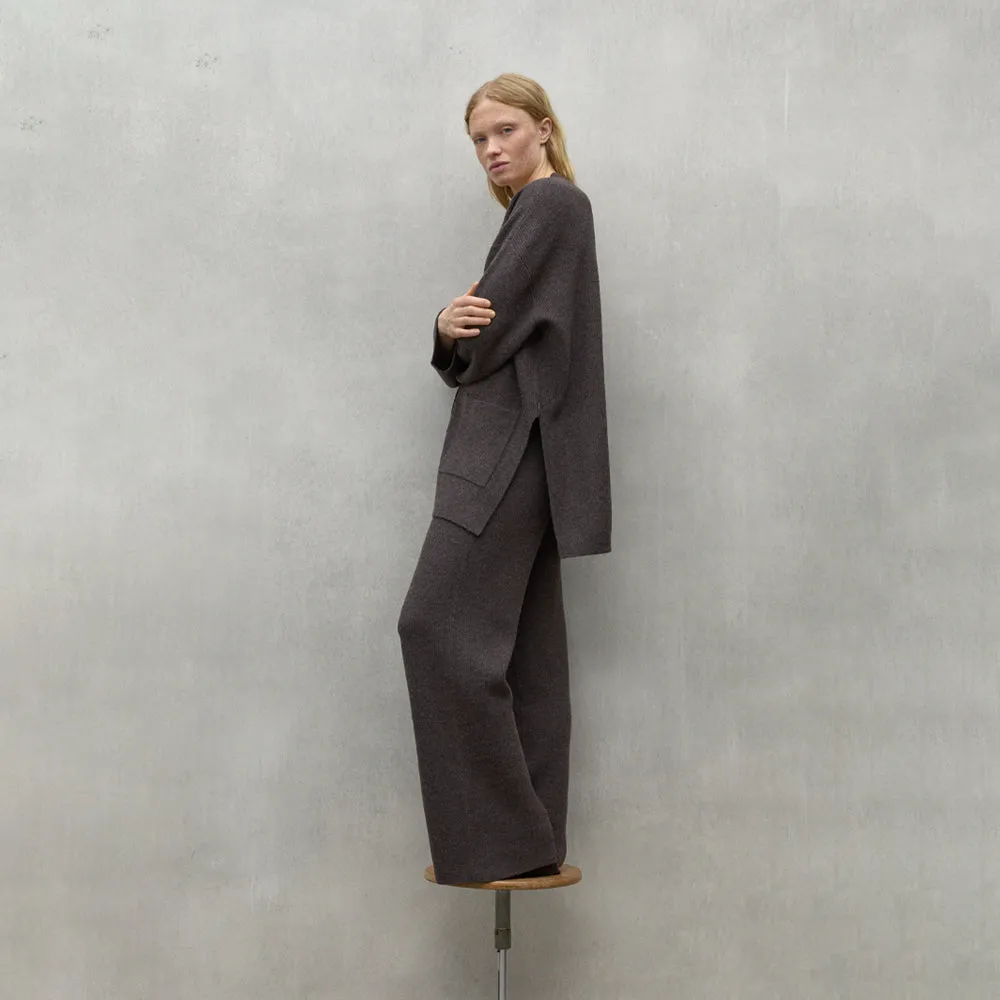 ECOALF DARK BROWN MELANGE CIPRE TROUSERS FOR WOMEN