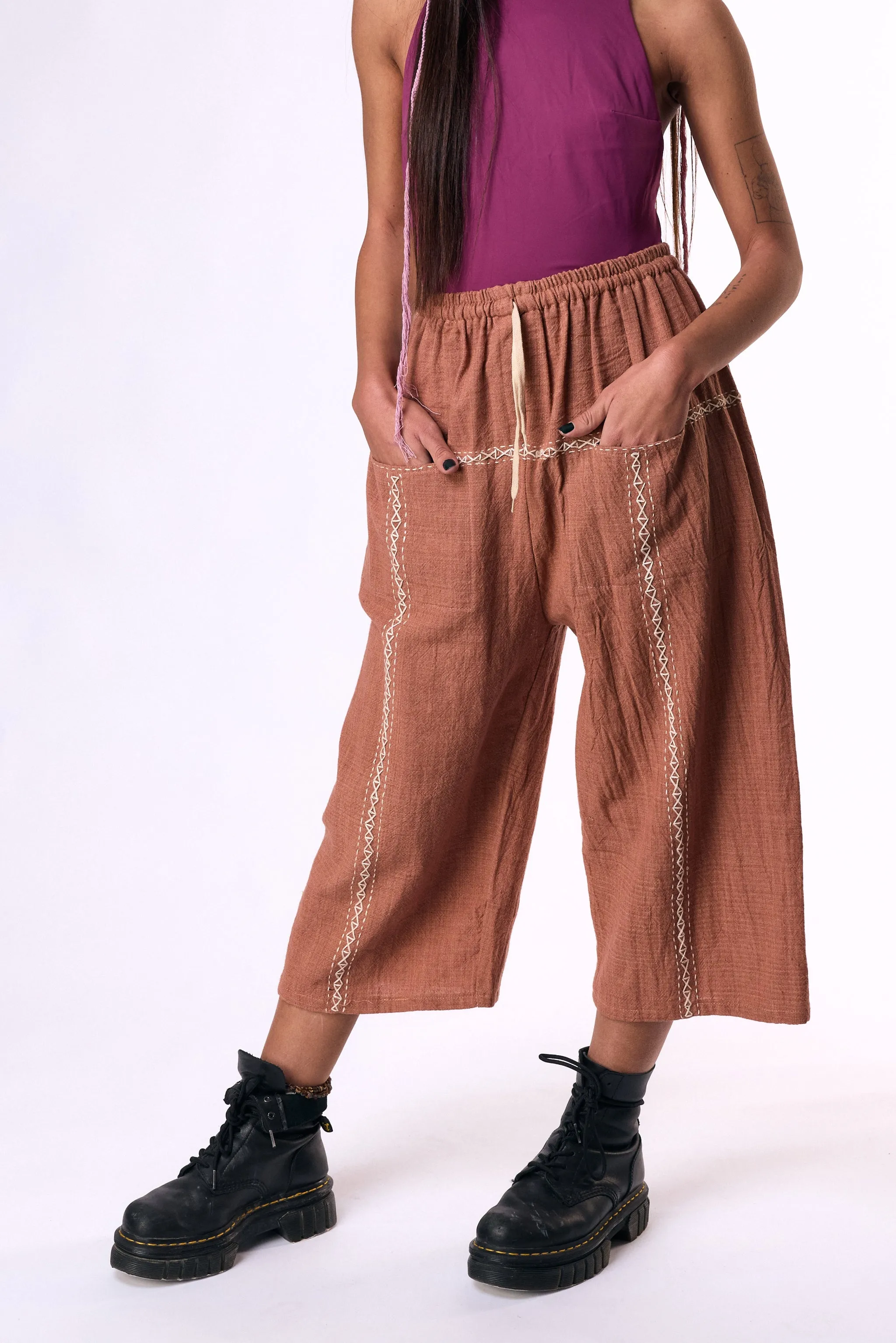 Embroidery Pink Pants