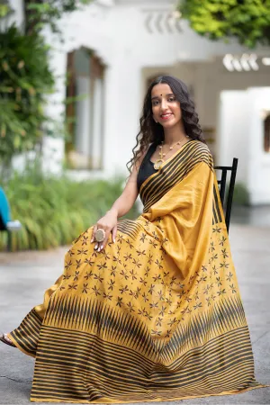 Free Spirited-Chanderi Silk Block Print saree