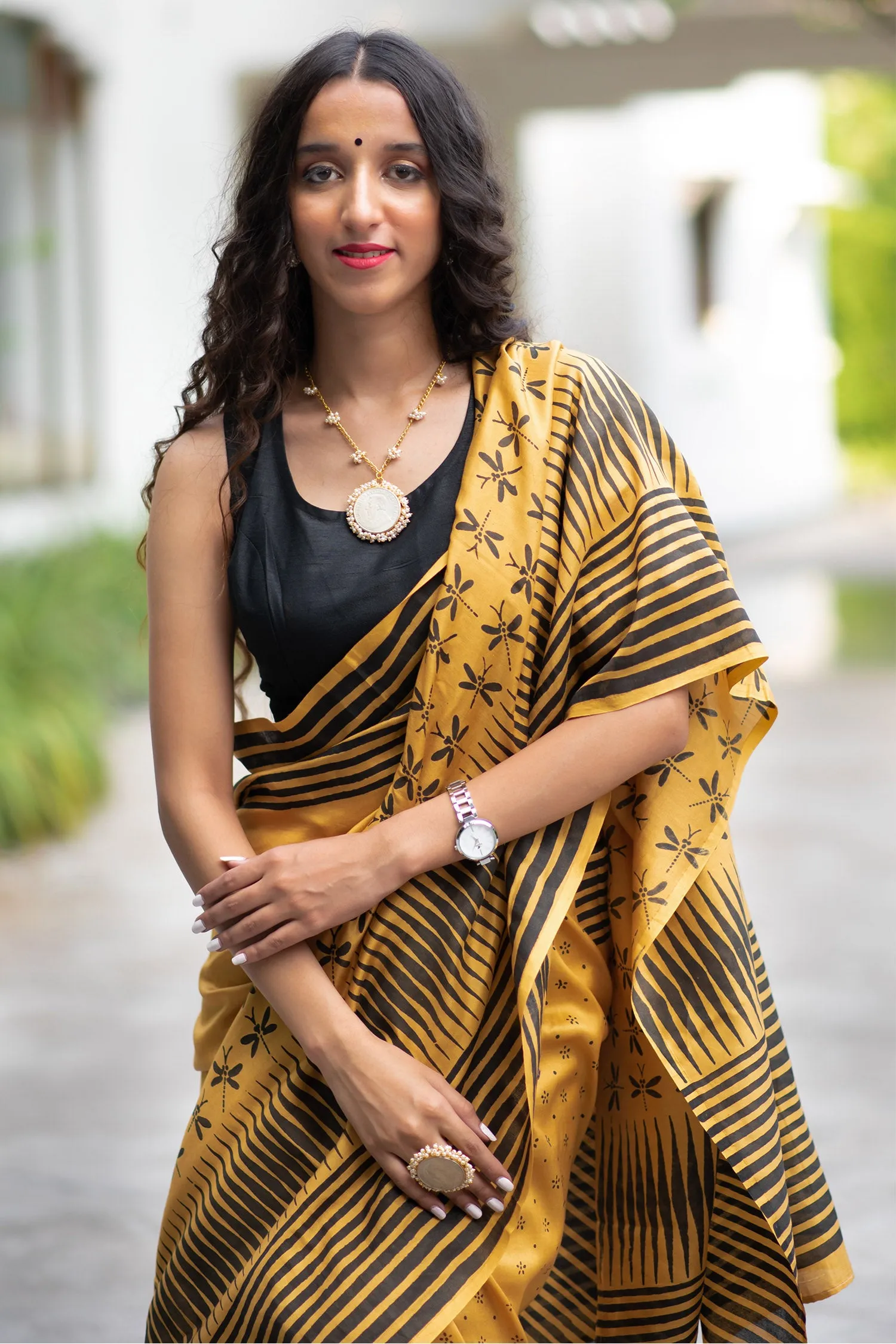 Free Spirited-Chanderi Silk Block Print saree