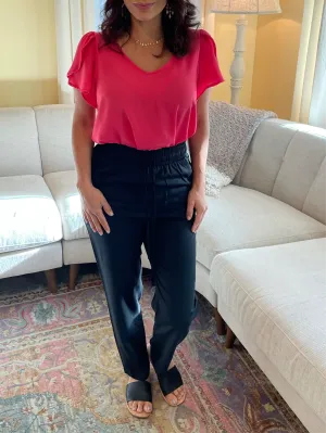 Fuchsia Flutter Sleeve Top