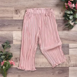Girls Comfy Solid Flared Wide-leg Pants Wholesale