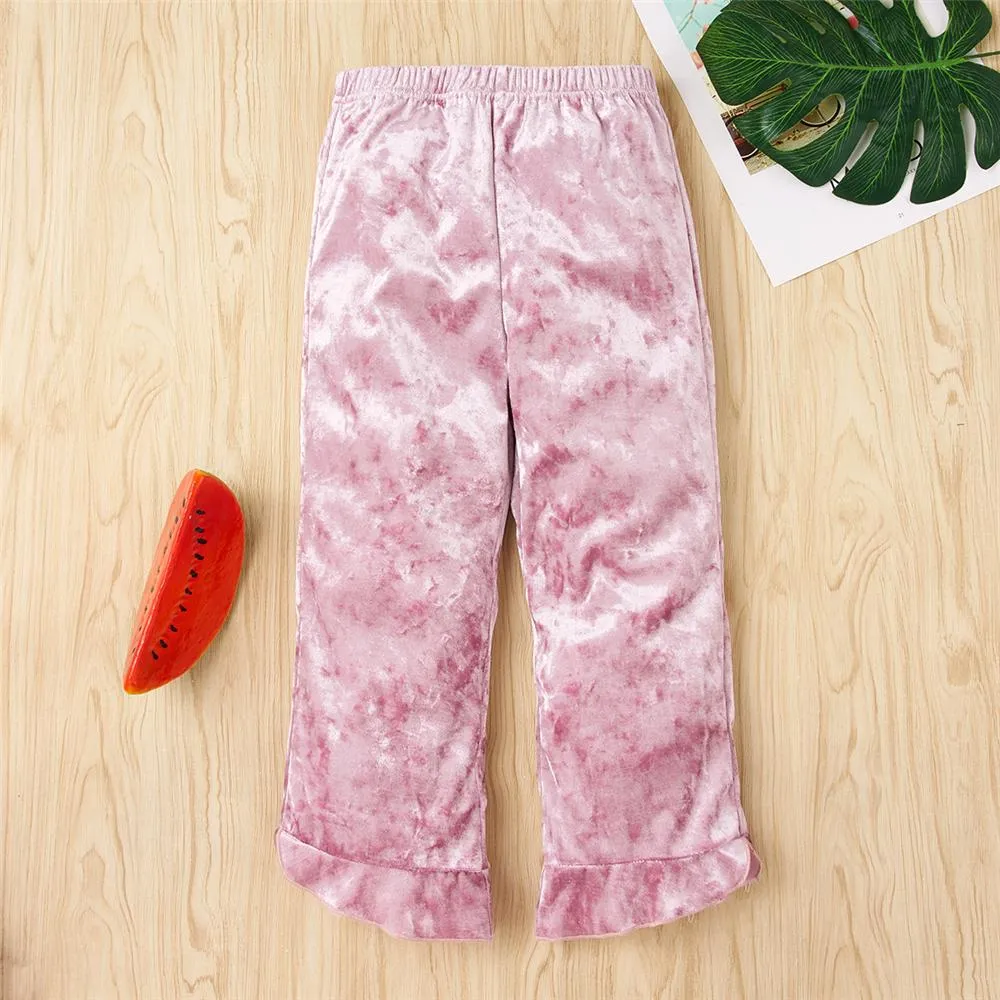 Girls Purple Ruffle Solid Color Long Sleeve Top & Pants Kid Apparel Wholesale