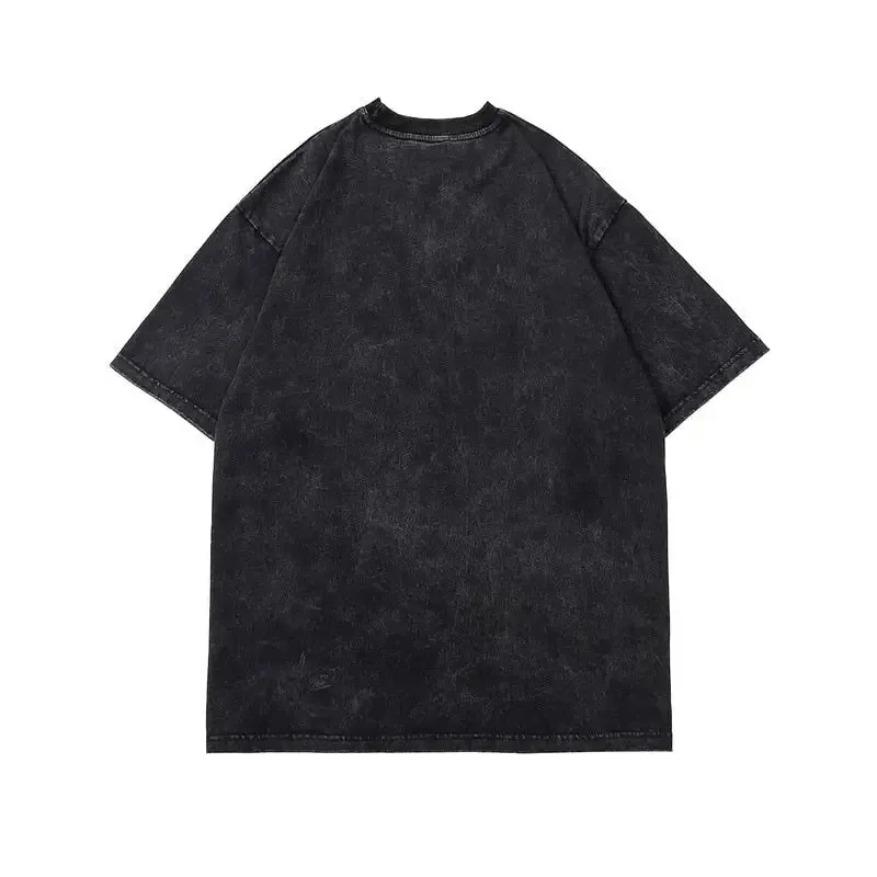 Gothic Heart Red Waves Washed T-shirt