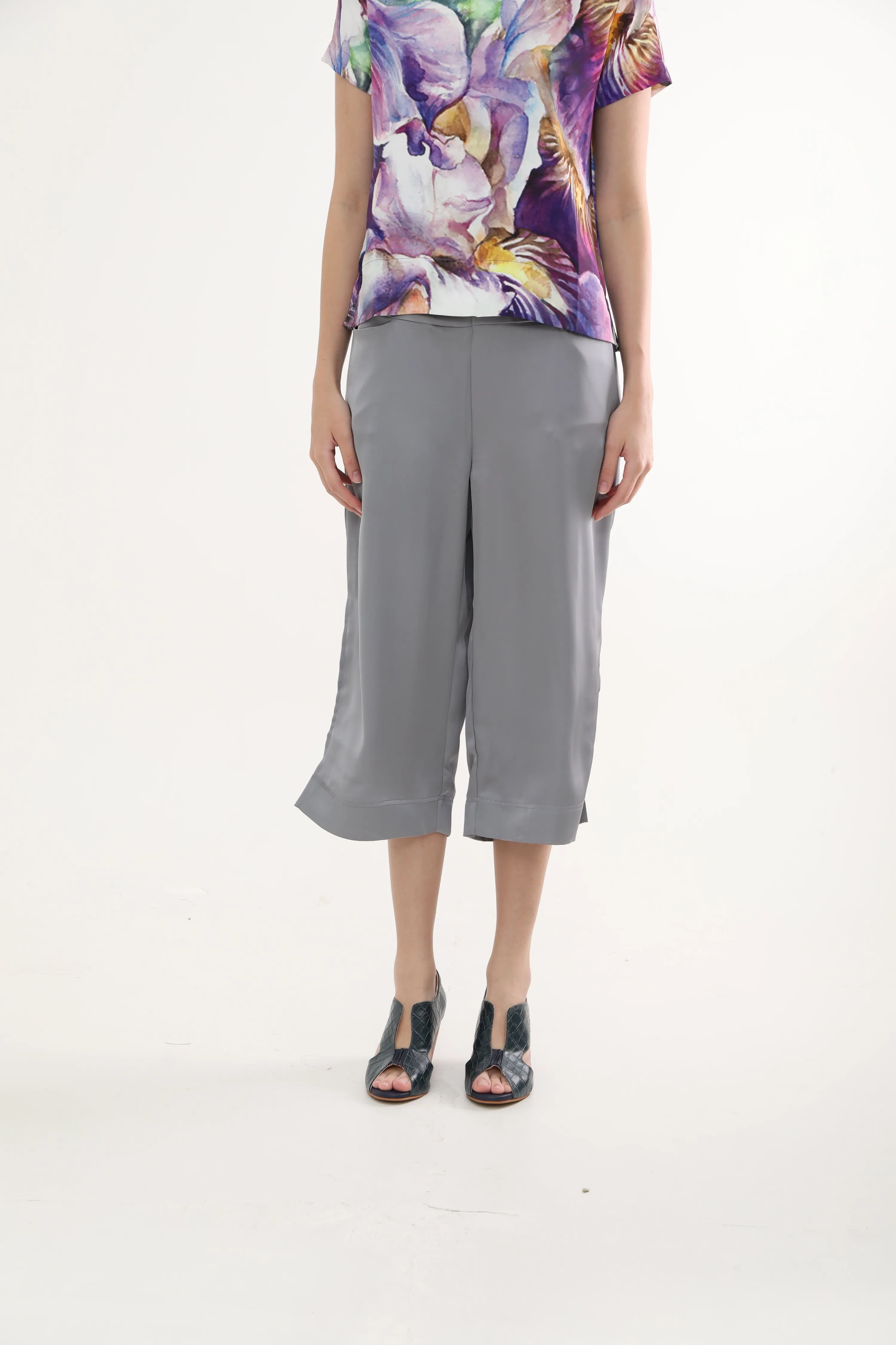Grey Satin Culottes  ( NEW )