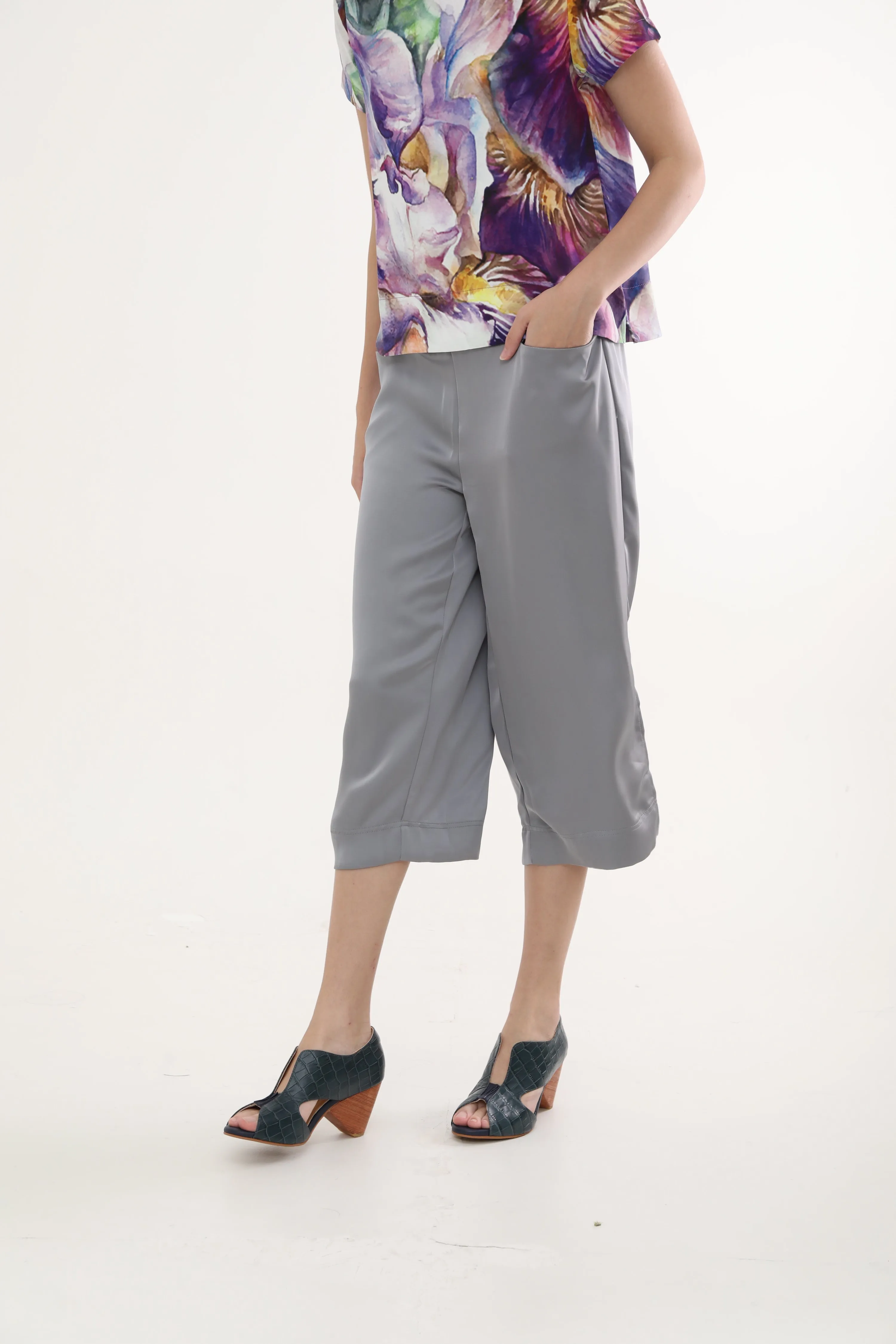 Grey Satin Culottes  ( NEW )
