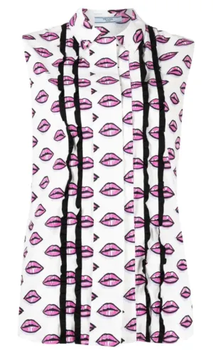 Kiss Print Sleeveless Shirt